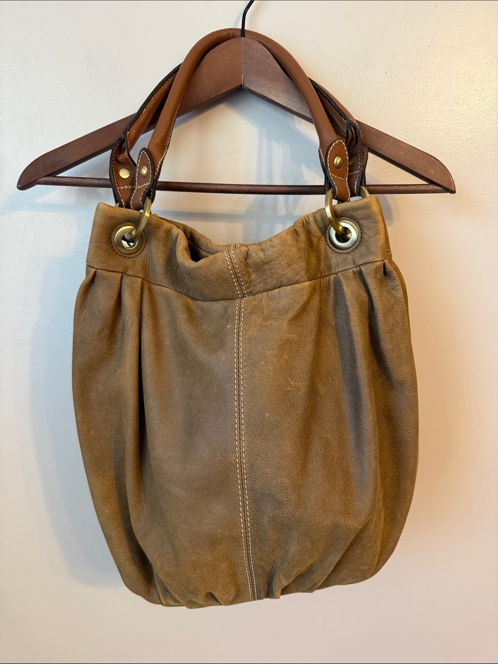 COLDWATER CREEK Soft Brown Leather Hobo Shoulder Bag Satchel Purse Y2K Boho